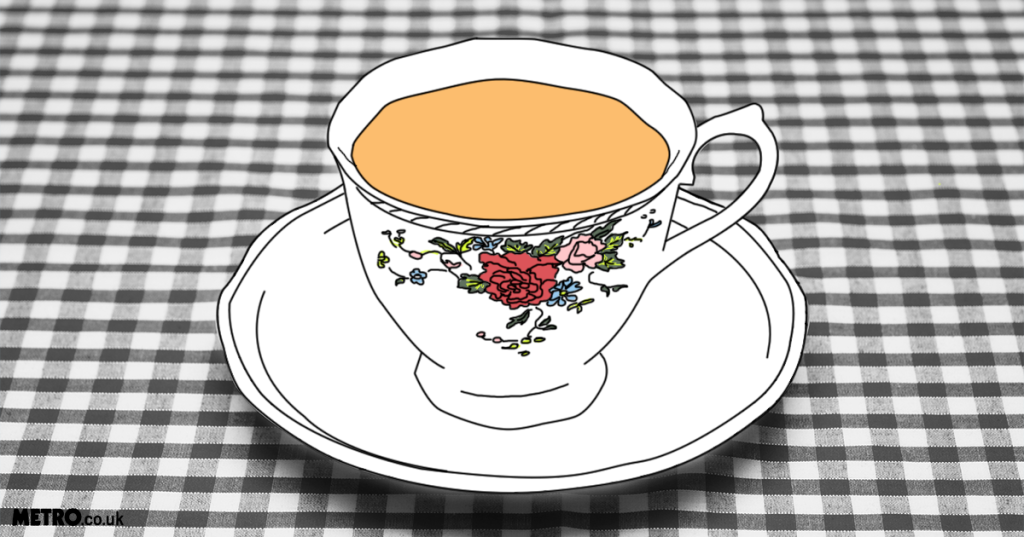 illustration d'une tasse de thé sur une nappe